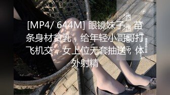 [MP4/ 644M] 眼镜妹子，苗条身材贫乳，给年轻小哥哥打飞机交，女上位无套抽送，体外射精