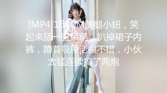 [MP4]168CM美腿小妞，笑起来舔一脸呆萌，扒掉裙子内裤，蹲着吸屌活很不错，小伙太猛连续搞了两炮